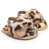 Calçados Infantis Plus Size para Outono e Inverno Moda Transfronteiriça com Veludo e Algodão Estampa de Leopardo Puxar Chinelos Pequenos de Algodão Chinelos Peludos