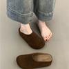 Zapatillas de Media Caña sin Talón para Mujer 2024 Nuevo Otoño e Invierno Soporte Medio Paso Único Punta Cerrada Exterior Suela Gruesa Forro Polar Birkenneth Zapatos