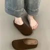 Zapatillas Baotou de suela gruesa para mujer, zapatos de media caña, sin tacón, con forro polar, para otoño e invierno, 2024