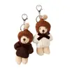 Chapéu de Crochê de Lã Dongdaemun da Coreia do Sul Pingente de Urso Chaveiro Fofo Desenho Animado Pingente de Bolsa Presente de Casal