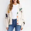 Cardigan Jaqueta Tricotada Bordada com Letra Cross-Border Europeu e Americano Aliexpress Top Feminino Popular na Amazon Jaqueta Suéter