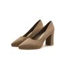 8099-3 Plataforma Impermeável Salto Alto Feminino 2025 Outono Novo Bico Fino Salto Grosso Salto Alto Feminino Slip-on Sapatos Femininos