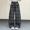Pantalones de cuadros estilo retro británico, nuevos pantalones de pierna ancha para niñas, moda de otoño 2026, pantalones casuales versátiles de pierna recta a la moda