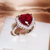 Nuevo Temperamento Diana Simulación Gema Turmalina Roja Anillo Abierto en Forma de Corazón Suministro de Generación de Celebridad en Línea para Mujeres