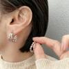 Aretes cuadrados plateados de red s925 aguja de plata aretes de metal combinables nuevo estilo chino koi aretes sencillos personalizados
