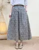Falda midi con estampado floral para mujer, falda de línea A con estampado digital de verano, falda larga de algodón puro hasta la rodilla para mujeres petite