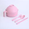 Conjunto de Tigela para Macarrão Instantâneo de Palha de Trigo Cinco Peças Estilo Japonês com Tampa Tendência para Dormitório Estudantil Tigela de Sopa Material Ecológico