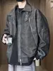 Jaqueta de couro retro americana para homens, novo estilo outono e inverno 2026, marca de moda high street, com zíper, de alta qualidade, casaco solto e versátil
