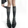 Calcetines de Lana Cálidos Adelgazantes Holgados para Otoño e Invierno en Color Café con Empalme de Patrón de Diamantes, Calcetines de Punto Vintage con Ancla hasta la Pantorrilla