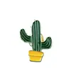 Broche de combinação de plantas verdes estilo pastoral, distintivo de cacto fofo, acessório de nicho para uso diário de estudante e sobretudos
