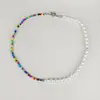 Estilo Europeo y Americano Joyería Transfronteriza Moda Estilo Bohemio Collar para Mujer Conjunto de Pulsera y Collar Tejido a Mano con Perlas