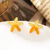 Pendientes de Cristal de Estrella de Mar Dorada para Mujer Verano Fresco Dulce Pendientes con Pasador de Plata Simple Lujo Ligero Sentido de Gama Alta Pendientes al por Mayor