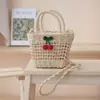 Bolso de Paja de Cereza para Mujer 2025 Nuevo Verano Versátil Bolso Cruzado Bolso de Playa Costero Bolso Bandolera Tejido Bolso Cesta de Verduras