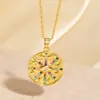 Collar Ojo Maligno Transfronterizo Europeo y Americano Zircón Gota de Aceite Latón Chapado en Oro Colgante de Collar Ojo del Diablo Bohemio