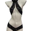 Lace Branco Sexy Menina Quente Corrente de Desejo Puro Gargalo Halter Treinamento Tentação Sexy Conjunto Íntimo Sutiã de Esposa Jovem