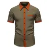 2026 Verano Transfronterizo Nuevo Talla Europea Moda Masculina Tendencia Bloques de Color Casual Manga Corta Camisa Venta al por Mayor