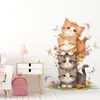 Gato Mariposa Lindo de Dibujos Animados Apilados Alto Pegatinas de Pared Autoadhesivas Habitación de Niños Guardería Pegatinas Decorativas ZN3057H
