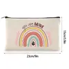 Bolsa de maquillaje nueva de lona con cremallera, bolsa de lona arcoíris inspiradora para mujeres, bolsa de maquillaje multifuncional, bolsa de almacenamiento para cosméticos