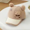 Gorra de Béisbol Infantil con Logo de Oso para Primavera y Otoño, Gorra de Dibujos Animados con Visera Curva, Sombrilla Ajustable para Uso al Aire Libre