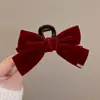 Presilha de Cabelo Laço Grande de Veludo Preto para Mulheres Outono e Inverno 2024 Nova Presilha de Cabelo Celebridade da Internet Presilha Tubarão para Parte de Trás da Cabeça