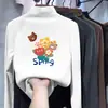 Camiseta térmica para niña con forro de forro polar, estilo otoño e invierno, cuello semi-alto, capa interior gruesa y cálida, camiseta de manga larga para niños con acabado cepillado