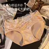 Braguitas de encaje con lazo para mujer, satén brillante de seda de hielo, nuevo estilo de verano, entrepierna antibacteriana, sexy de tiro bajo
