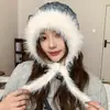 Chapéu de Pelúcia Feminino Outono e Inverno Feminino À Prova de Frio Chapéu de Lã Colorido Cabeça Grande Espessado Moda Quente Chapéu Lei Feng
