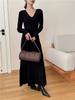Vestido de Punto Francés para Mujer 2025 Otoño e Invierno Nuevo Estilo Japonés y Coreano Elegante Ajustado Ceñido a la Cadera Suéter Cola de Pez Falda Larga