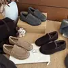 Mocasines de felpa de cuero genuino suave, suela blanda, estilo old money, para mujer, invierno, sin cordones, zapatos para conducir persona perezosa, zapatos de algodón, zapatos sencillos de pelo