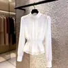 Nueva Camisa Blanca de Manga Larga con Diseño Francés para Mujer Verano 2026, Corte Entallado, Elegante Top de Moda para Mujer Tallas Grandes