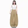 5755 Sentido del Diseño Retro Americano Chica Picante Pantalones de Pierna Curva Versátiles Adelgazantes Multibolsillo Pierna Ancha Cargo Casuales Plisados