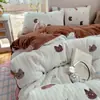 Juego de Cuatro Piezas de Vellón de Leche Clase A Otoño e Invierno Engrosado Coral Cálido Franela Sábana Bajera Sábana Ajustada Juego de Tres Piezas para Dormitorio 3