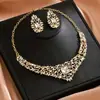 Collar de Novia Europeo y Americano, Pendientes, Vestido de Novia, Flor de Diamante Completo Conjunto de Dos Piezas de Cristal con Diamantes Completos Accesorios de Joyería Elegantes
