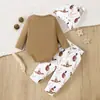 Conjunto de Bebé Pato de Dibujos Animados Bordado Algodón Body de Manga Larga Pantalones Largos Gorro Conjunto de Tres Piezas Conjunto Transfronterizo para Recién Nacido
