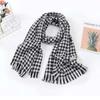Cachecol de imitação de cashmere estilo coreano, xale pied-de-poule, cachecol xadrez de inverno feminino, xale com borla quente, cachecol grosso