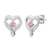 Pendientes y Collar de Plata S925 de Lujo Elegante Europeo y Americano Incrustados con Circonita en Forma de Corazón Colgante para Mujer Corazón Dulce Joyería para Novia Boda