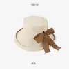 Chapéu de Pescador Infantil Verão Novo Fita de Laço Aba Larga Chapéu de Sol Moda Simples Casual Chapéu de Sol