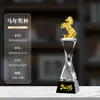 Trofeo de Cristal 2026 Trofeo Personalizado del Año del Caballo Premios de Reunión Anual Diseño Gratuito Grabado Souvenir para Empleado Destacado
