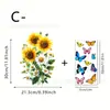 Película Electrostática Removible para Ventana de Primavera Multicolor Floral, Atrapasoles Girasol, Pegatina de Vidrio Translúcido