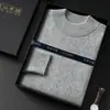 Caixa de Presente Suéter Masculino de Caxemira Gola Meia-Alta Lã Grossa Quente Malha Casual Camada Base Suéter de Caxemira de Cabra Inverno