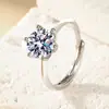 Anillo de Seis Garras con Diamante de Imitación Súper Vendido en Vivo en Tiktok y Kuaishou para Mujeres, Anillos de Pareja, Anillos de Boda Abiertos, Joyería Ajustable