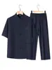 Camisas de Manga Corta con Hojas de Bambú para Hombres de Mediana Edad y Mayores, Trajes Casuales de Verano, Camisas Finas de Verano para Papá, Trajes Tang para Papá Mayor