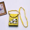 Bolso para teléfono móvil de estilo coreano con diseño de panda pequeño, bandolera de punto, bolso de mano con solapa, bolso informal para salir