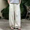 Modelo de exportação no atacado, linho de liocel, algodão-linho de verão, calças casuais masculinas, perna larga, estilo old money, calças de cânhamo respiráveis, tamanho grande