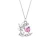 Collar para mujer con forma de corazón de plata de ley 925, moderno, versátil, con cadena para clavícula de circonita rosa, regalo, colgante de flor de luna ins