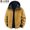 Diretamente do fabricante, jaqueta masculina com capuz para atividades ao ar livre, casaco tático de fleece para primavera e outono, jaqueta soft shell à prova de vento