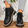 Botines cruzados de mujer estilo francés, nuevo modelo otoño e invierno 2026, botas Martin versátiles y transpirables, botas de montar con cordones de moda