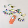 Taladro para uñas de fondo plano de color AB con forma de gota de agua larga, lentejuelas para uñas, joyería para uñas, diamantes, fabricantes al por mayor