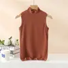 Nuevo Top Térmico de Media Altura para Mujer Otoño e Invierno, Camiseta Interior sin Mangas, Corte Ajustado, Chaleco de Hombros Anchos Forrado de Felpa