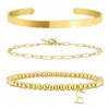 Comércio Europeu e Americano Novo Produto Pingente de 26 Letras Pulseira com Contas Corrente de Clipe de Papel Conjunto de Pulseiras Abertas Fresco Elegante